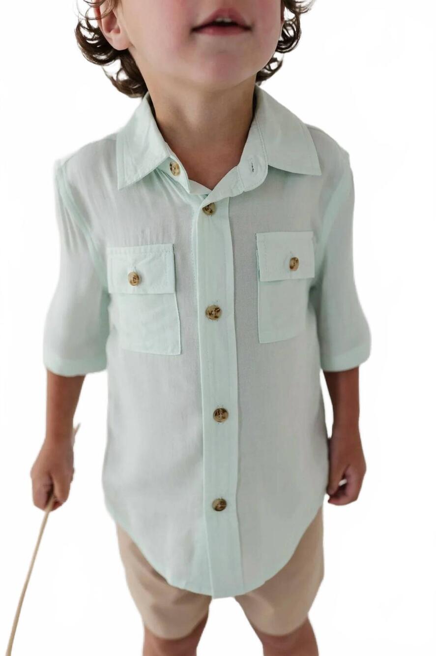 NEW BABYSPROUTS boy's utility shirt in sky blue